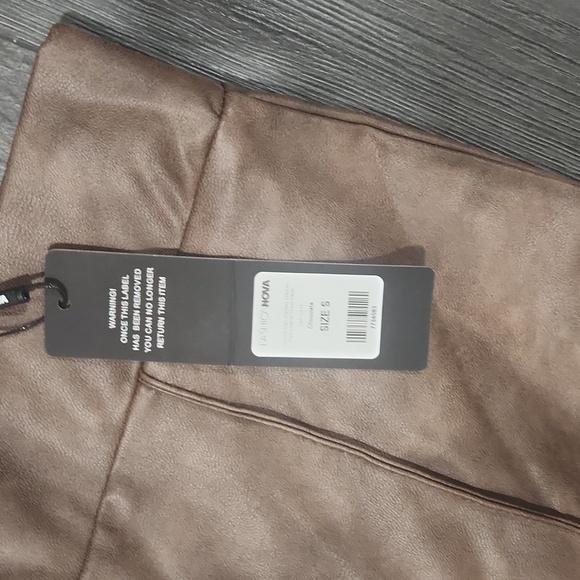 Fashion Nova Stylish Brown Faux Leather Wash Pants Size S - Picture 4 of 6